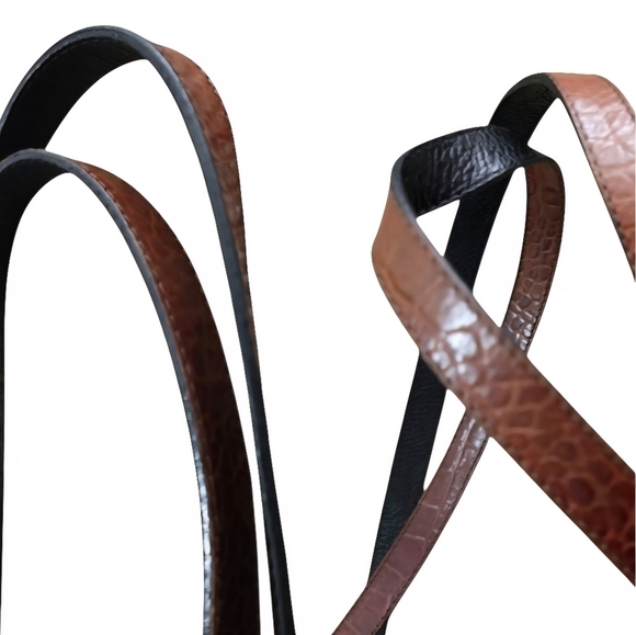 Bally 1980s Black Leather & Croc Embossed Trim Vertical Kelly Bag And Wallet - Picture 6 of 14